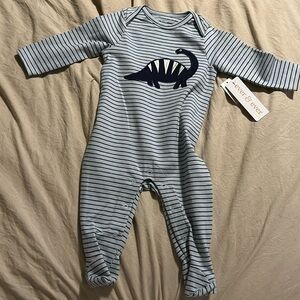 Blue striped Dino one pc feet in/6 month size
